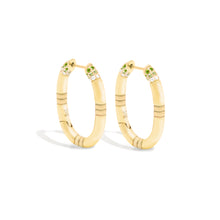 Load image into Gallery viewer, Crew Oval Small Hoop Earring - Tsavorite &amp; Diamond
