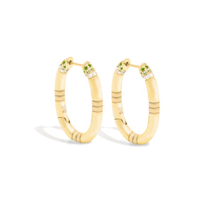 The Crew Oval Small Hoop Earring - Tsavorite & Diamond