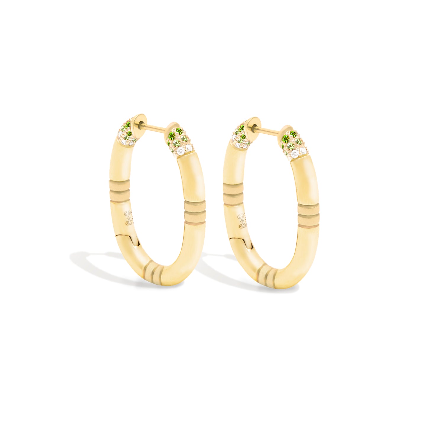 Crew Oval Small Hoop Earring - Tsavorite & Diamond