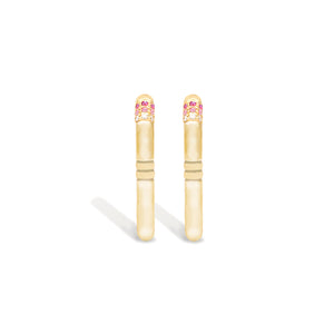 Crew Oval Small Hoop Earring - Pink Sapphire & Diamond