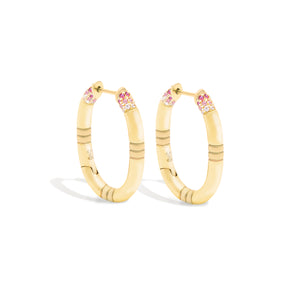 Crew Oval Small Hoop Earring - Pink Sapphire & Diamond