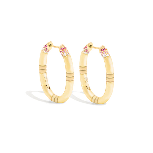 Crew Oval Small Hoop Earring - Pink Sapphire & Diamond