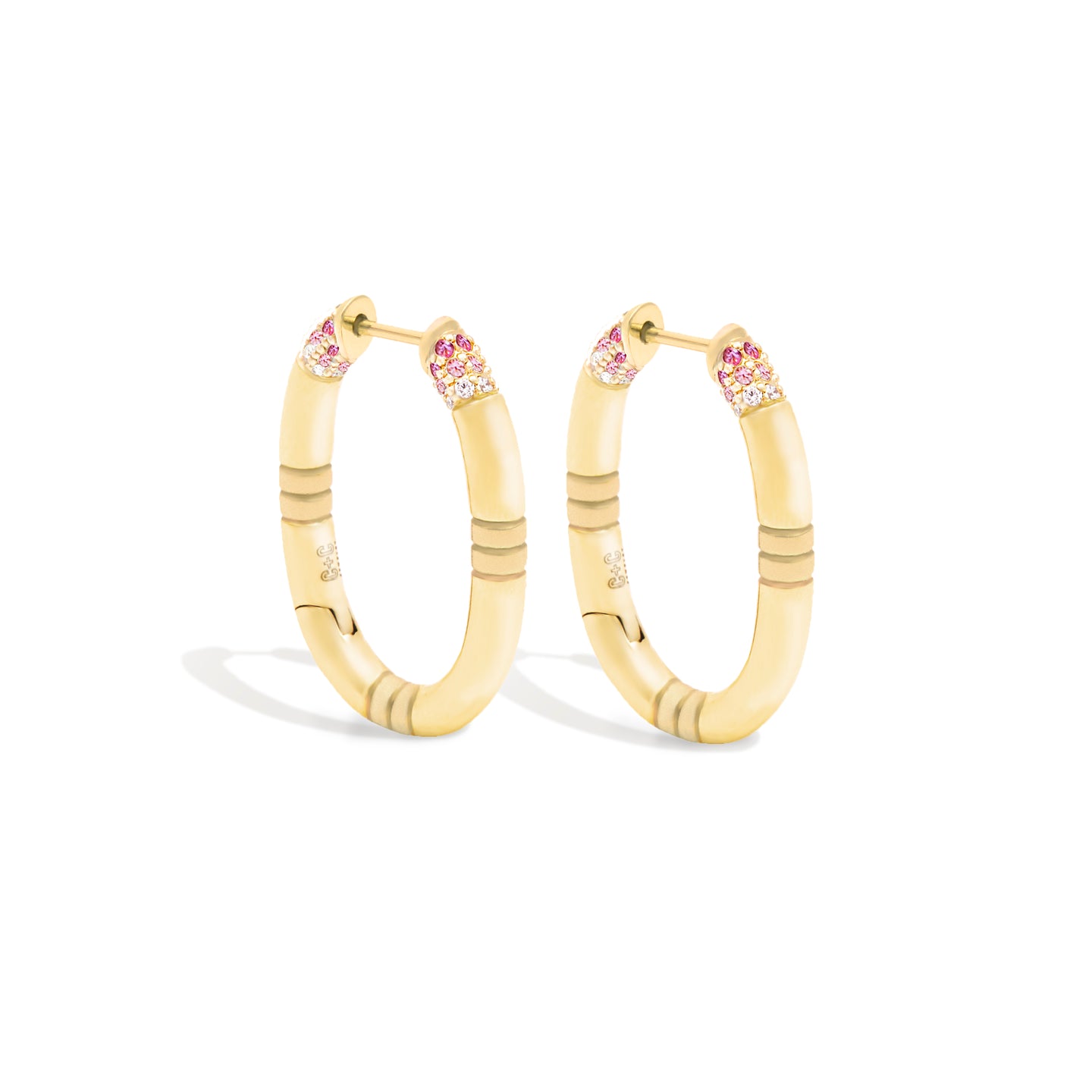 Crew Oval Small Hoop Earring - Pink Sapphire & Diamond