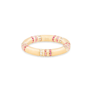 The Crew Stacking Ring - Pink Sapphire & Diamond