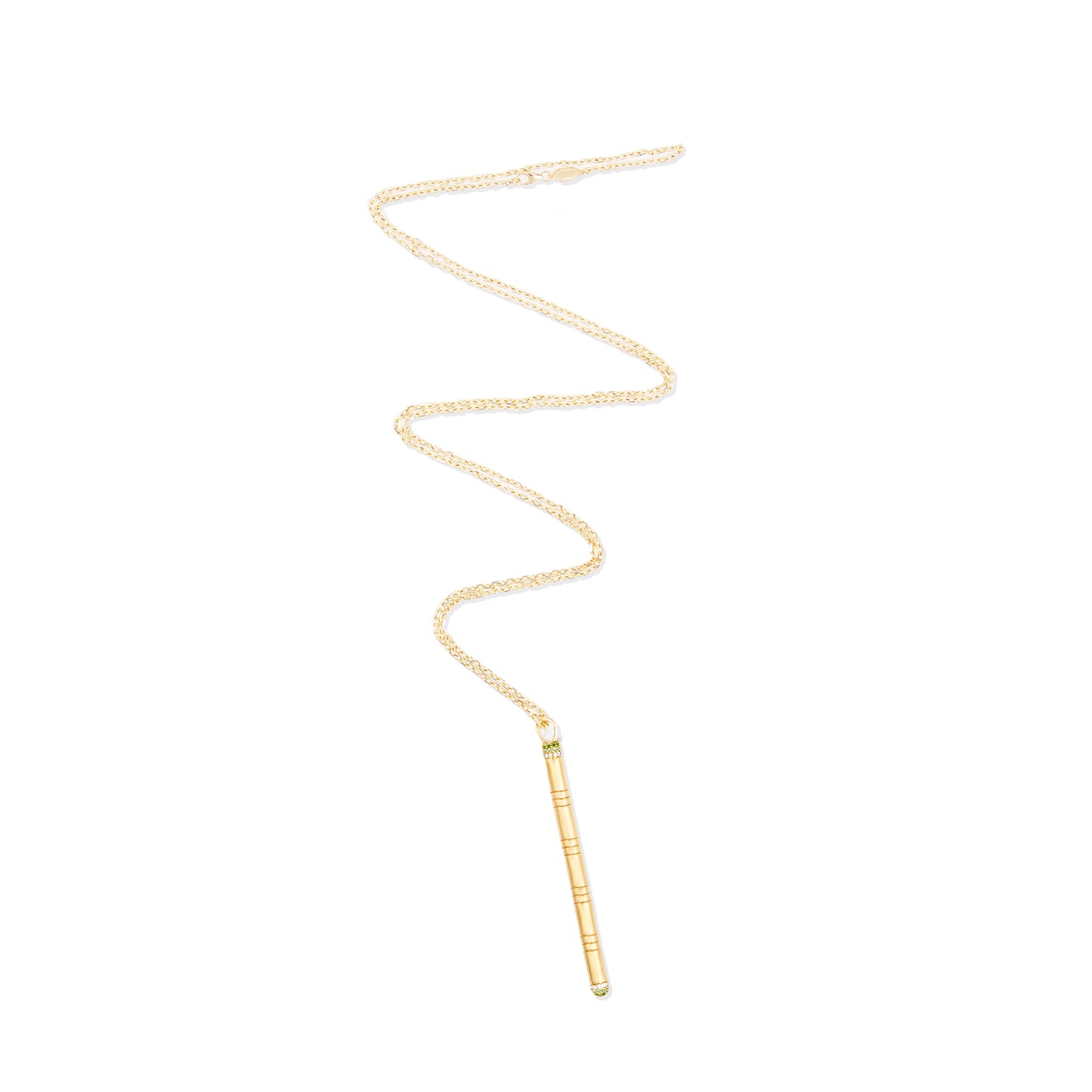 Crew Stick Pendant Necklace - Tsavorite & Diamond