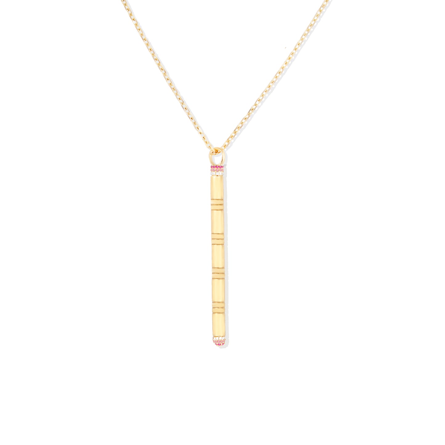 Crew Stick Pendant Necklace - Pink Sapphire & Diamond