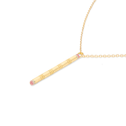 Crew Stick Pendant Necklace - Pink Sapphire & Diamond