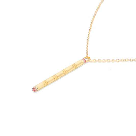 Crew Stick Pendant Necklace - Pink Sapphire & Diamond