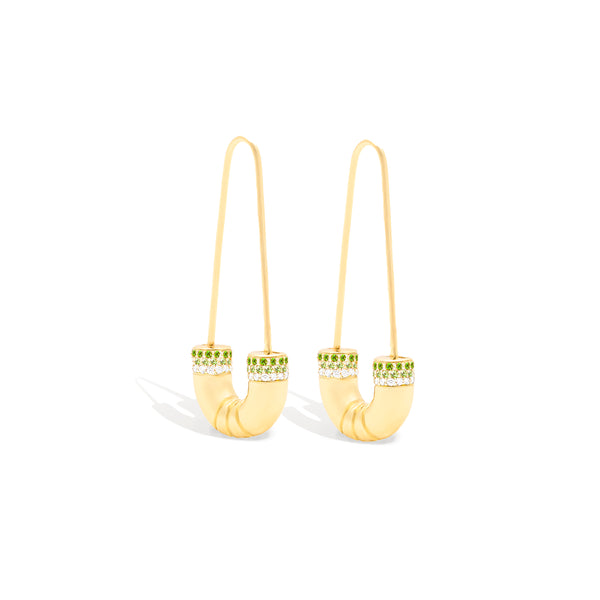 Crew Tube Earring - Tsavorite & Diamond