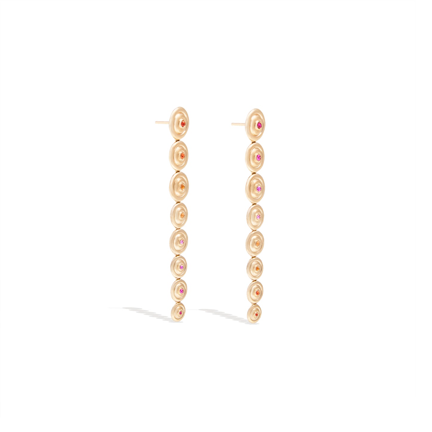 Evolve Shoulder Duster Earring - Pink & Orange Sapphire