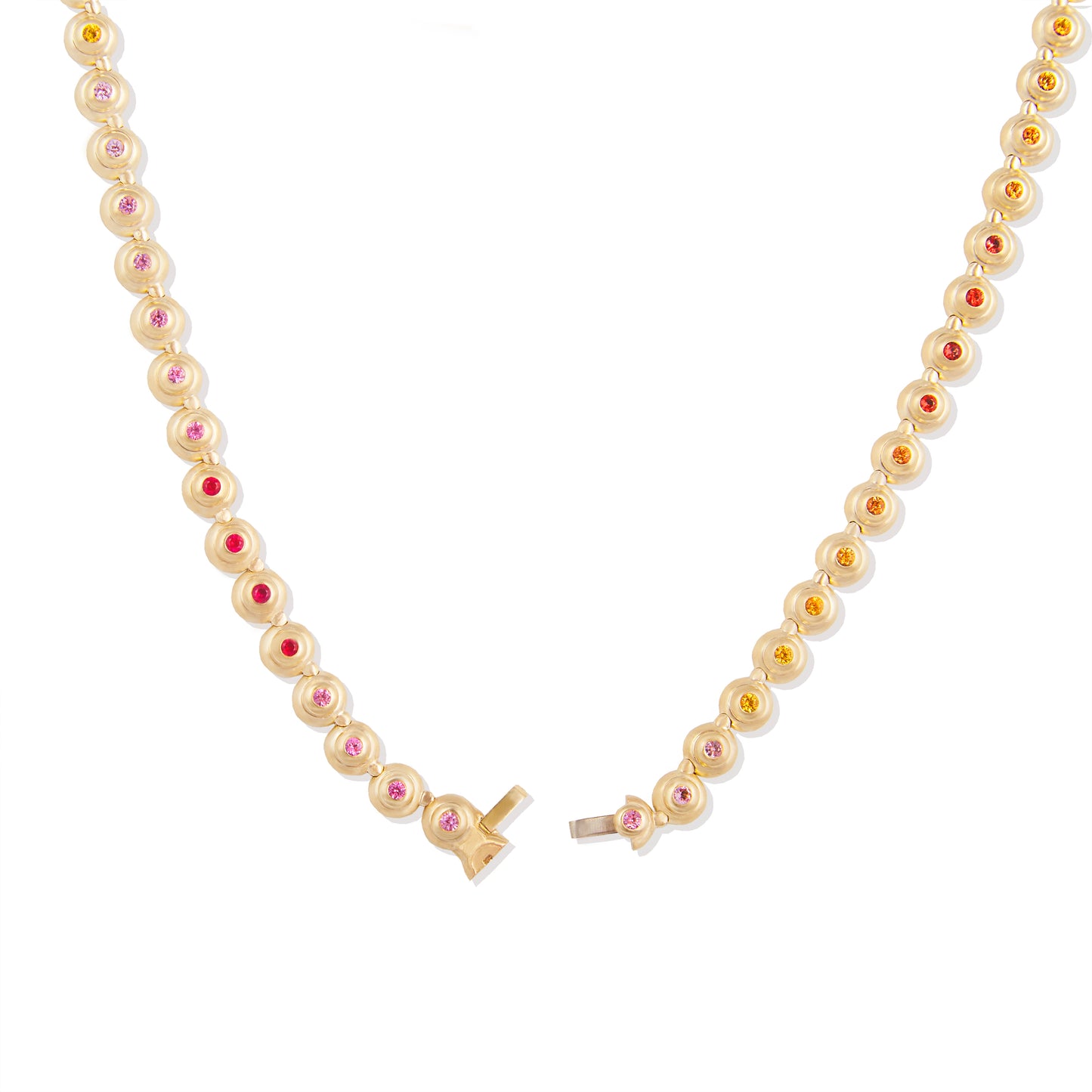Evolve Link Necklace - Pink & Orange Sapphire
