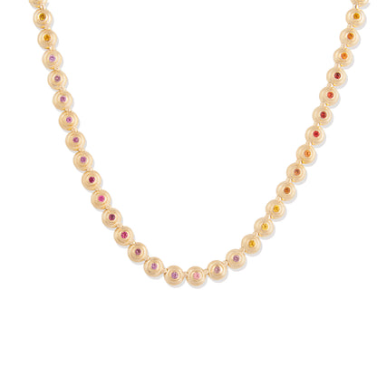 Evolve Link Necklace - Pink & Orange Sapphire