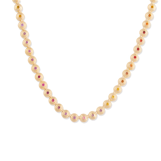 Evolve Link Necklace - Pink & Orange Sapphire