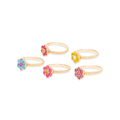 Five Blooms Medium Rings in 14k yellow gold, angled view showing the twisted bands