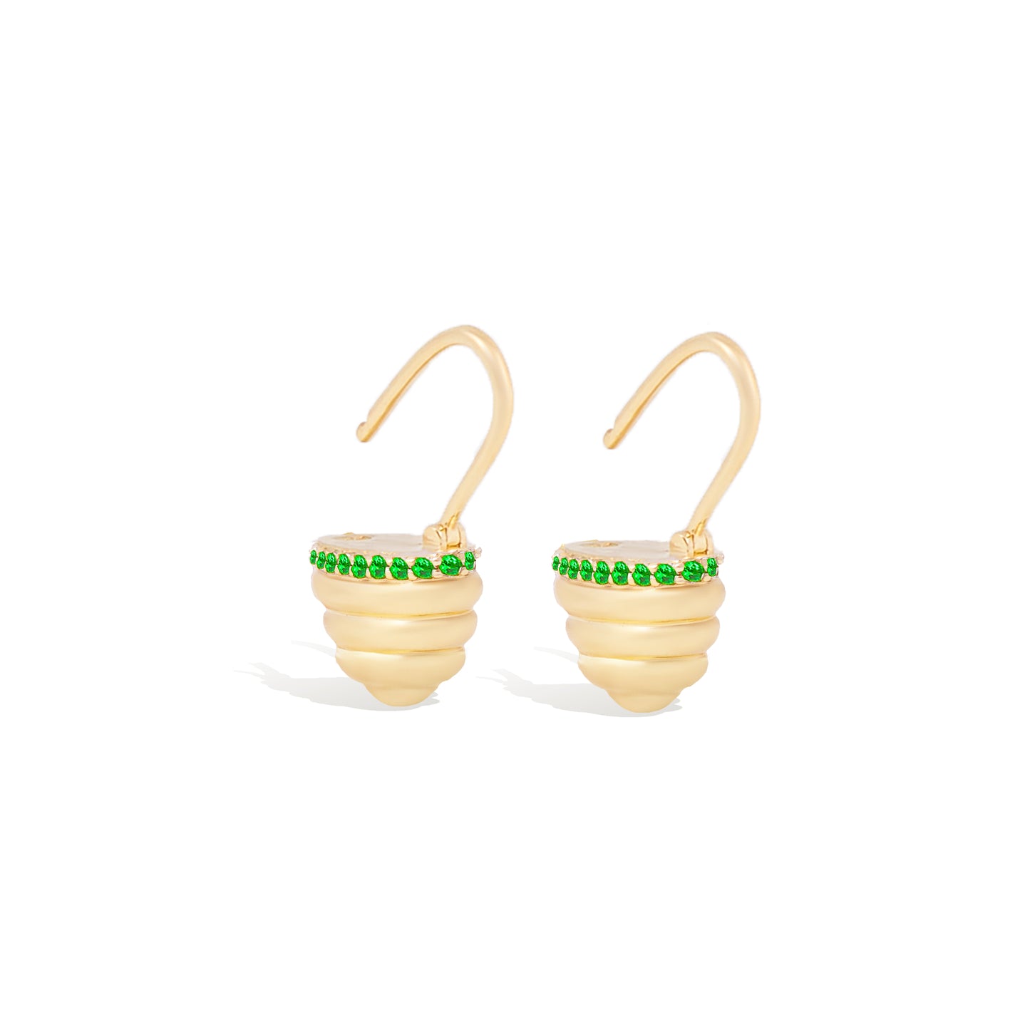 Found Gold Cap Huggie Earring - Tsavorite