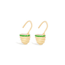 Load image into Gallery viewer, Found Gold Cap Huggie Earring - Tsavorite
