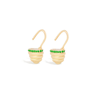 Found Gold Cap Huggie Earring - Tsavorite