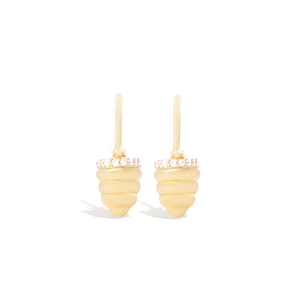 Found Gold Cap Huggie Earring - Diamond