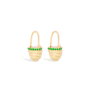 Found Gold Cap Huggie Earring - Tsavorite