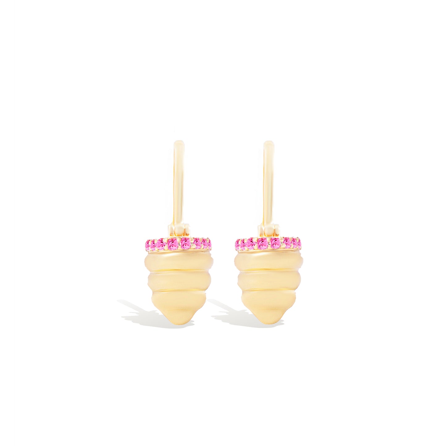 Found Gold Cap Huggie Earring - Pink Sapphire