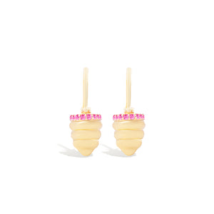 Found Gold Cap Huggie Earring - Pink Sapphire
