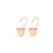 Load image into Gallery viewer, Found Gold Cap Huggie Earring - Pink Sapphire
