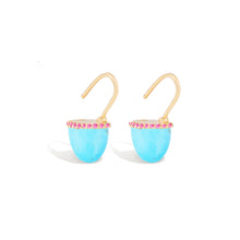 Load image into Gallery viewer, Found Cap Huggie Earring - Turquoise &amp; Pink Sapphire
