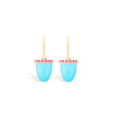 Load image into Gallery viewer, Found Cap Huggie Earring - Turquoise &amp; Pink Sapphire
