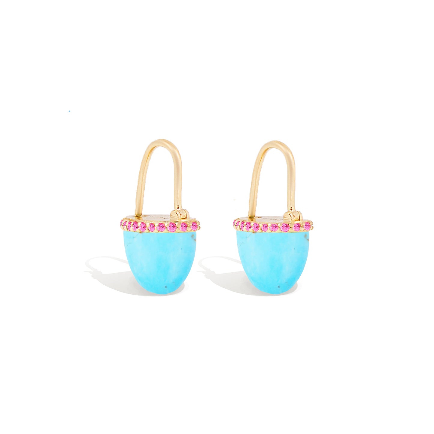 Found Cap Huggie Earring - Turquoise & Pink Sapphire