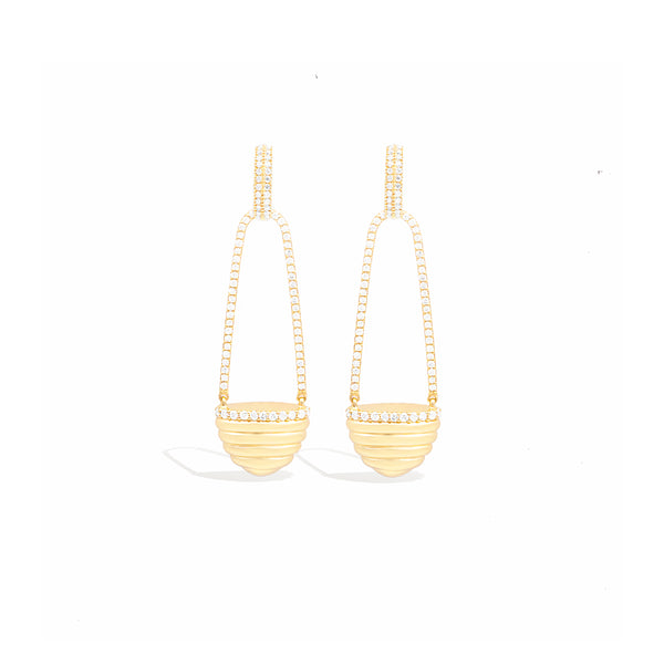 Found Cap Chandelier Earring - Diamond