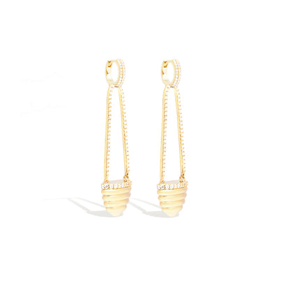 Found Cap Chandelier Earring - Diamond
