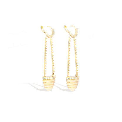 Found Cap Chandelier Earring - Diamond