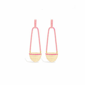 Found Cap Chandelier Earring - Pink Sapphire