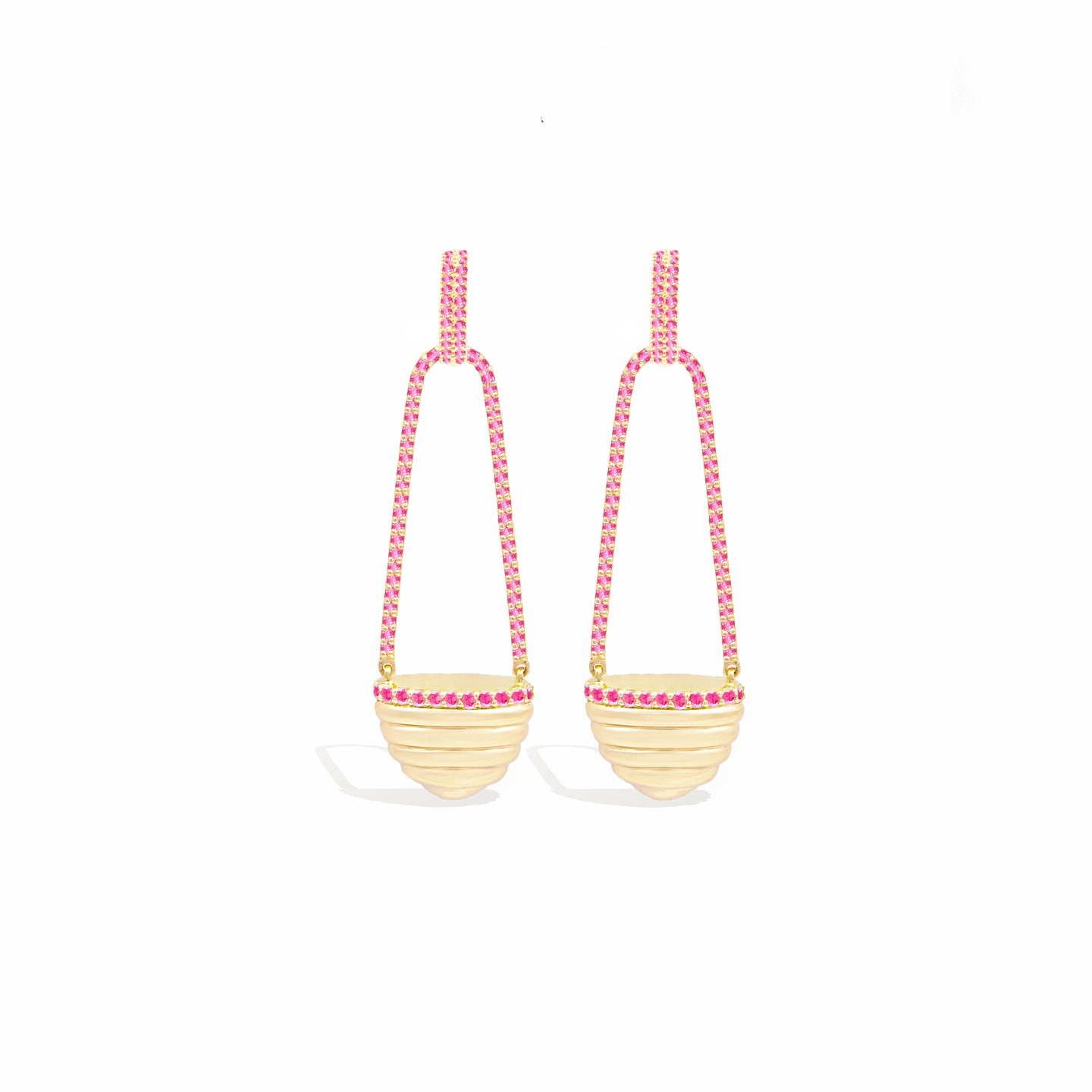 Found Cap Chandelier Earring - Pink Sapphire