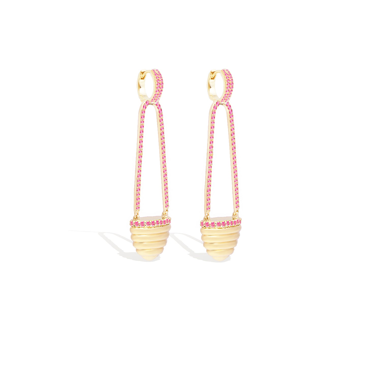 Found Cap Chandelier Earring - Pink Sapphire
