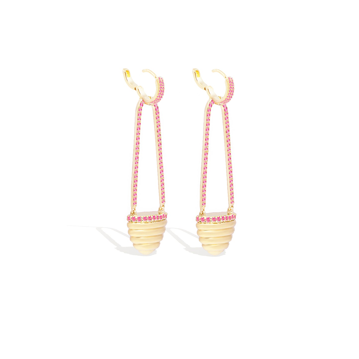 Found Cap Chandelier Earring - Pink Sapphire