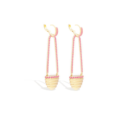 Found Cap Chandelier Earring - Pink Sapphire