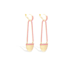 Found Cap Chandelier Earring - Pink Sapphire