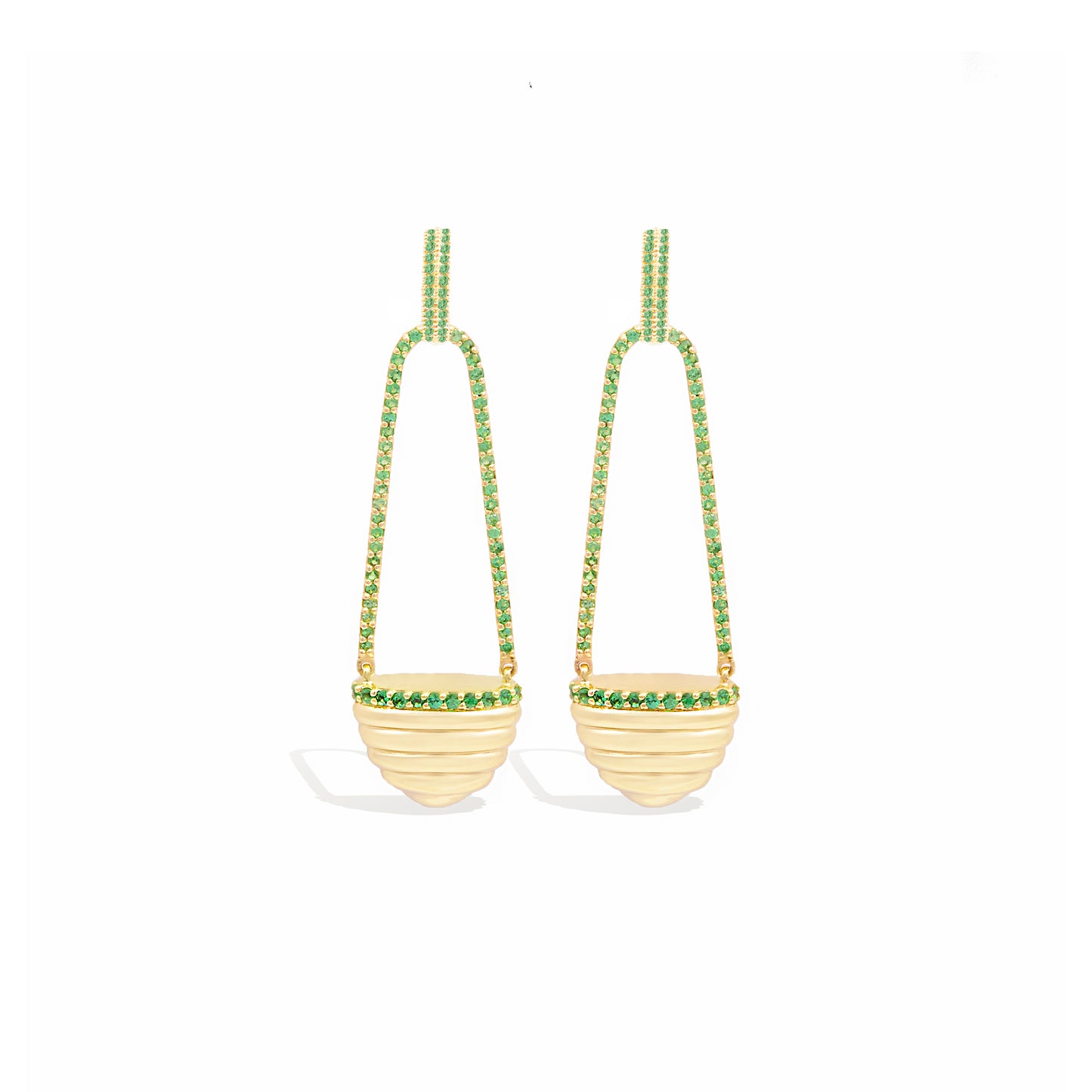 Found Cap Chandelier Earring - Tsavorite