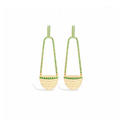 Found Cap Chandelier Earring - Tsavorite