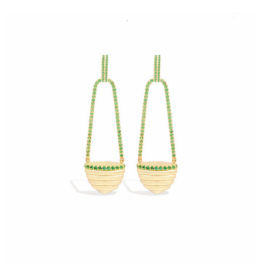 Found Cap Chandelier Earring - Tsavorite