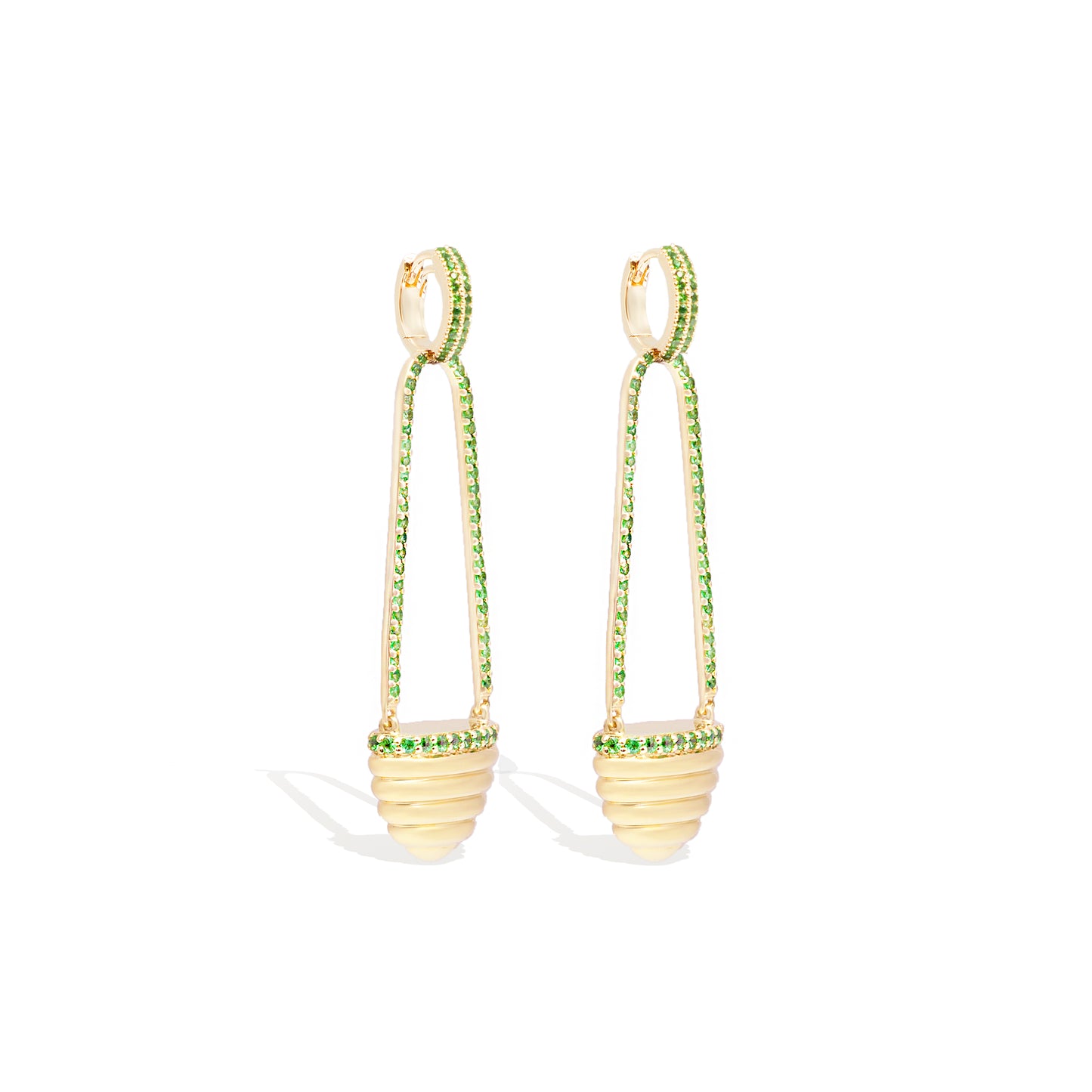 Found Cap Chandelier Earring - Tsavorite