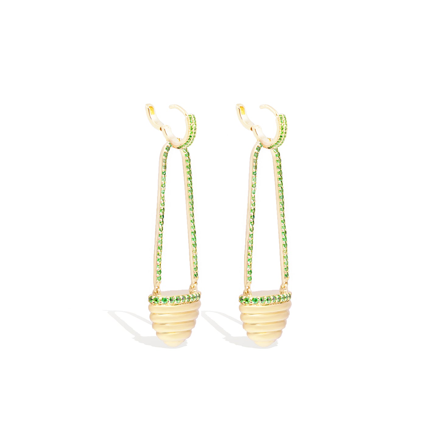 Found Cap Chandelier Earring - Tsavorite