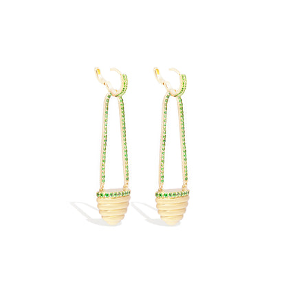 Found Cap Chandelier Earring - Tsavorite