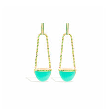 Load image into Gallery viewer, Found Cap Chandelier Earring with Stone - Chrysoprase &amp; Tsavorite
