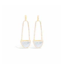 Load image into Gallery viewer, Found Cap Chandelier Earring with Stone - Moonstone &amp; Diamond
