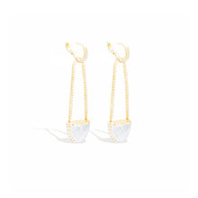 Load image into Gallery viewer, Found Cap Chandelier Earring with Stone - Moonstone &amp; Diamond
