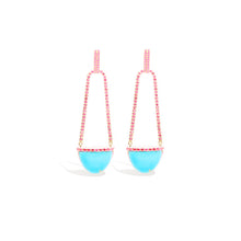 Load image into Gallery viewer, Found Cap Chandelier Earring with Stone - Turquoise &amp; Pink Sapphire
