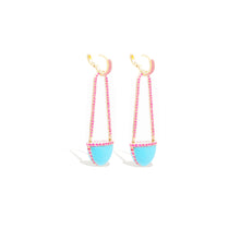 Load image into Gallery viewer, Found Cap Chandelier Earring with Stone - Turquoise &amp; Pink Sapphire
