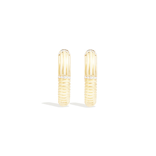 Found Ribbed Oval Hoop Earring - Diamond